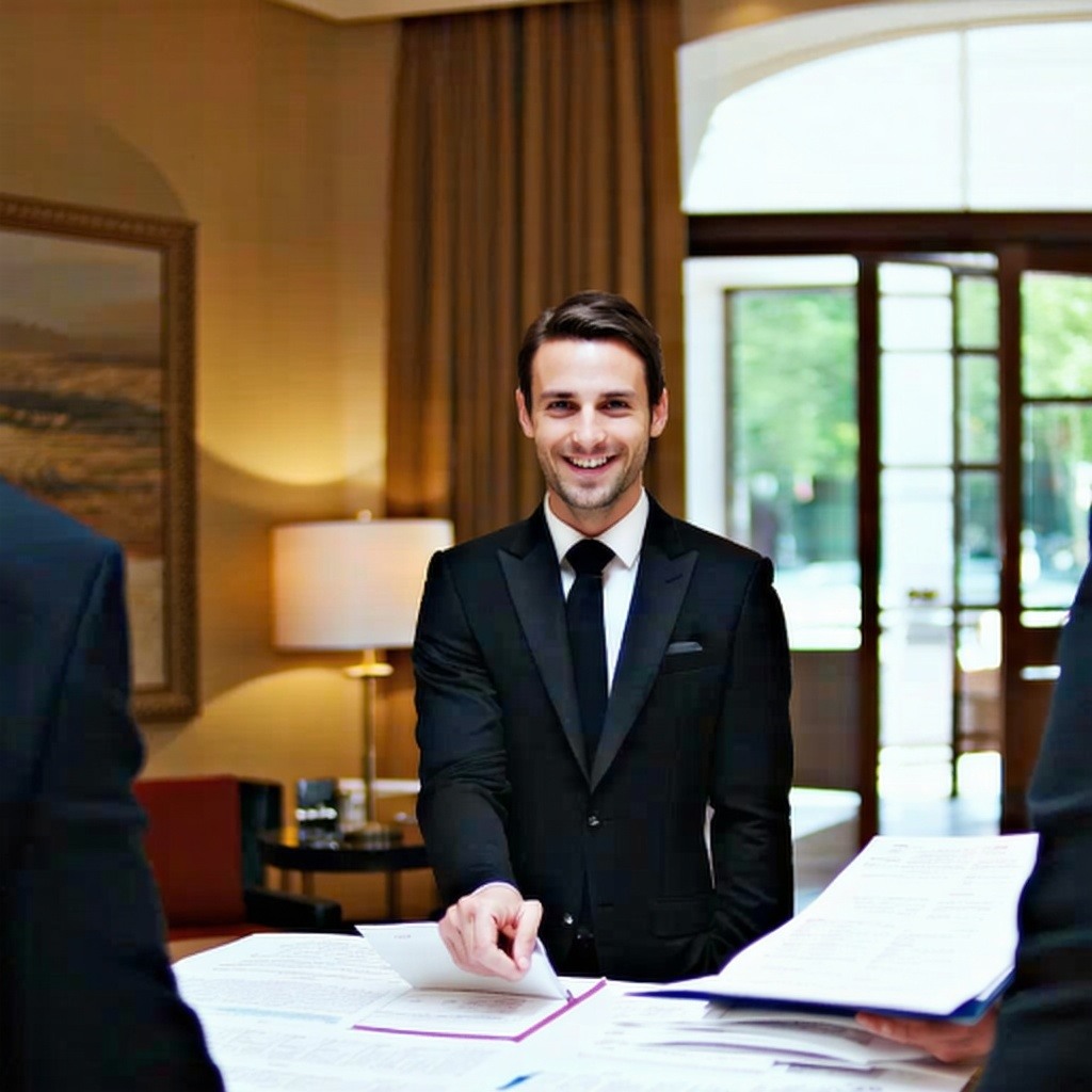 show me a concierge who helps in a hotel-1